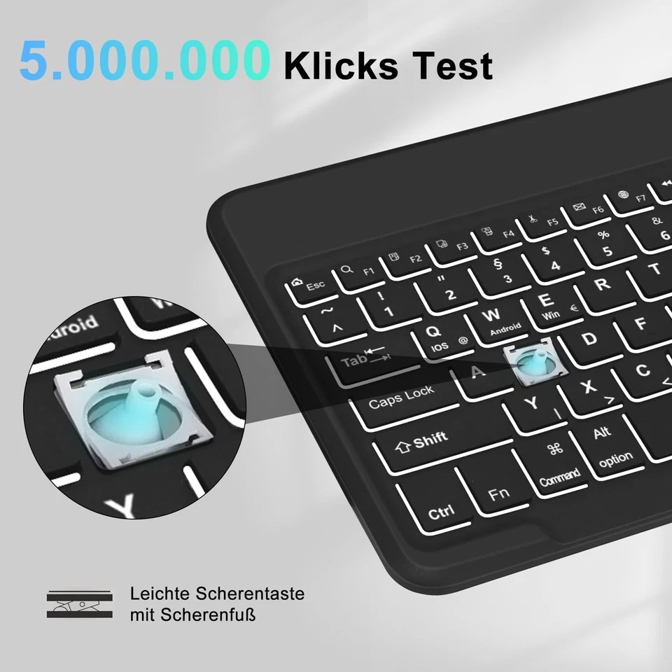 SENGBIRCH Bluetooth Schwarz beleuchtete Tastatur Leicht und schlank für iOS iPad - Bild 4 von 4