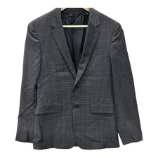 Theory Gansevoort Mens 36R Wool Blue Black Check Sport Coat Jacket Slim Blazer