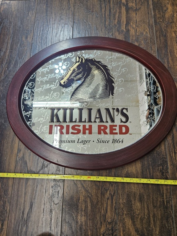 Killian's Irish Red Premium Lager  Mirror Sign Man Cave Bar NICE ETCHING