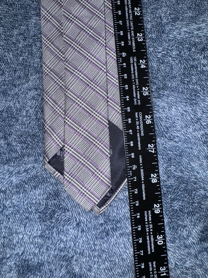 Corbata Brooks Brothers para hombre gris púrpura pura seda hecha en EE. UU. Italia trabajo Foto 4 de 4