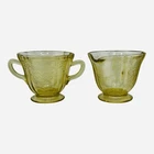 Federal Glass 1930's Amber Madrid Pattern Sugar Bowl & Creamer Set FREE SHIPPING