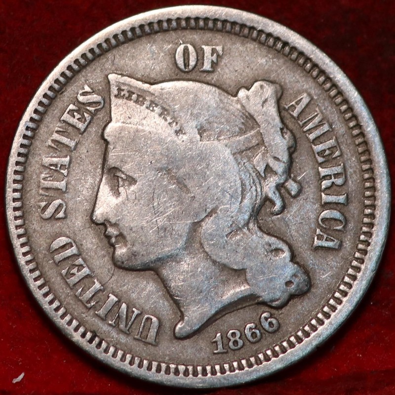 1866 Philadelphia Mint Three Cent Coin