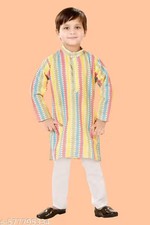 BOYS STYLISH PRINTED KURTA  PYJAMA SET Boys Kurta Set Multi Festive Kurta set