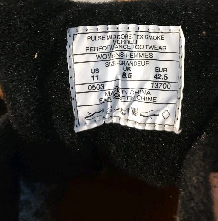 Merrell Pulse GoreTex Mid Smoke Women's Size  11 Outdoor Lace Up Hiking Boots - Image 4 of 4