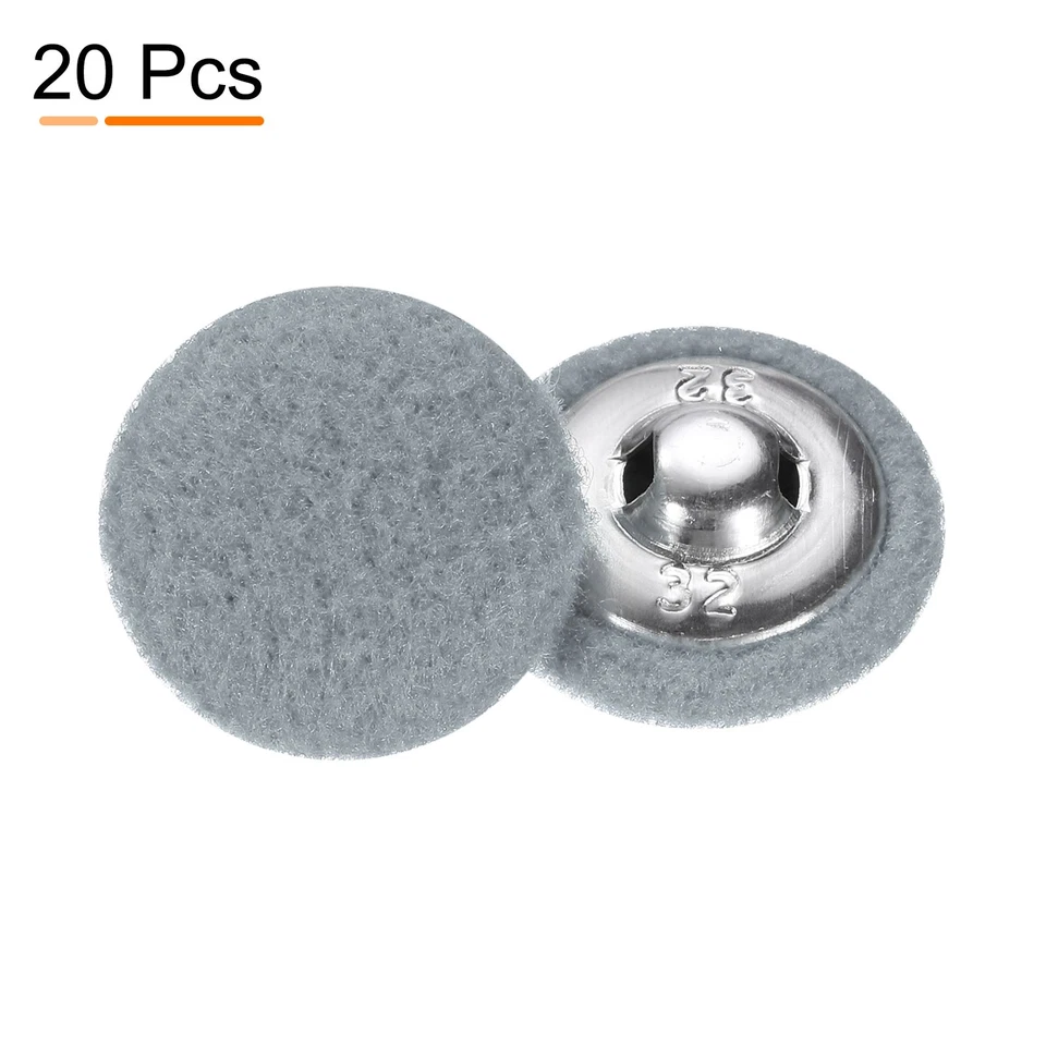 Кнопки тканевые тканевые покрытые круглые 0,8 дюйма с хвостовиком серые 20 шт. - Изображение 4 из 4