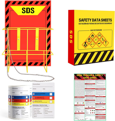 MSDS SDS Binder and Wall Station - Yellow Heavy Duty 3 Inch Material Safety Data
