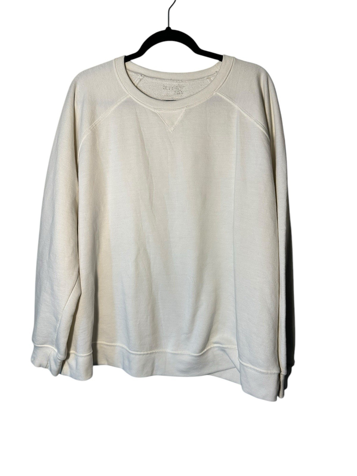 Terra & Sky Womens Plus Size 2X Cream Crew Neck Sweatshirt Casual Gym Wear  