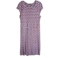 tory burch dress size Large orange sophia poppy print cap sleeve silk jersey