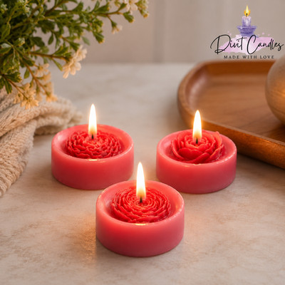 Tea Light, Floral Scented Soy Wax Candle Red color Rose Fragrance