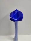 Vintage Murano Style Lily "Jack In the Pulpit" 15" Blue Art Glass Vase