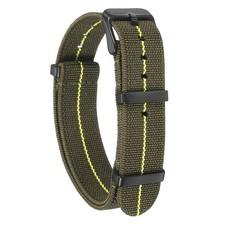 Elastic Nylon Watch Band 18mm Waterproof One Piece Watch Strap, Green/Yellow
