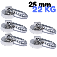 5X Neodym Magnet Karabiner Topfmagnet 25Mm Mit Karabinerhaken Magnethaken ÖSe