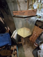 55 gallon glass hexagonal fish tank, with steel stand, glass cover, etc