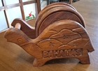 Vintage 7 Piece Hand Carved Wood Turtle Coaster Set, Souvenir  — photo 1