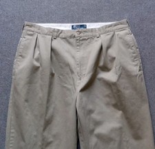 Vintage Polo Ralph Lauren Andrew Pants Men's 40x29 Pleated Chino Khaki Beige