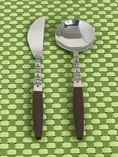 Interpur INR2 Stainless 2pc Serving Set Brown Synthetic Handle MCM Flatware