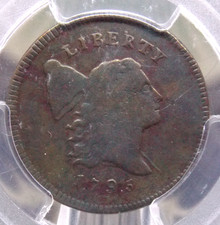 1795 Liberty Cap Half Cent *PLAIN* Edge PUNCUATED Date 1/2c PCGS VG Detail #206