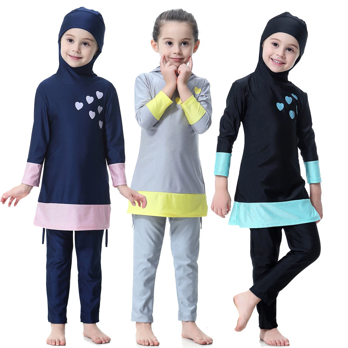 Kids Girls Modest Muslim Swimwear Beach Swimming Bathing Suit Full Cover  Summer