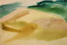 Vintage watercolor impressionist landscape drawing