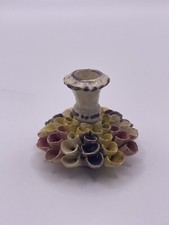 Vintage Italy Pottery Unique Flower Bloom Mini Candle Holder Decor ****