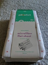 Pillowfort Flat Sheet Full Size White with Hearts New Free Ship