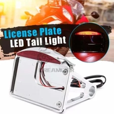 Motorcycle Brake Tail LED Light Side Mount License Plate Holder For Harley Road