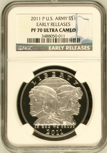 :2011-P S$1 United States Army Commemorative-Dollar ER NGC PF 70 UCAM Top-Pop R3