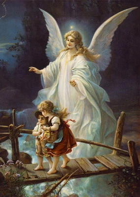 Canvas Print Oil Painting Picture Guardian Angel on canvas 20x28 inches L117