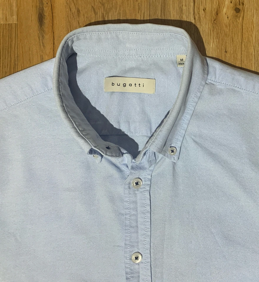 Bugatti we are europe Herren Hemd Blau Button-Down Kragen M 39/40 100% Baumwolle - Bild 2 von 4