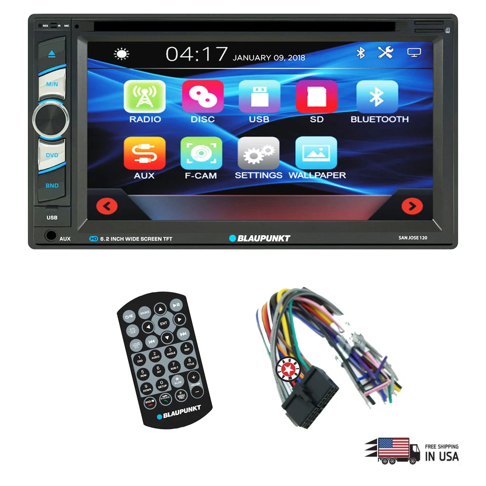 CAR 6.2" 2 DIN TOUCHSCREEN DVD BLUETOOTH - BLAUPUNKT SANJOSE120 + REAR CAM 30BK - Image 3 of 4