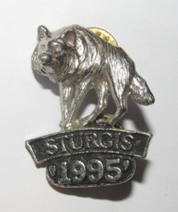 Sturgis Motorcycle Rally Vintage 1995 Wolf 3D Lapel Pin South Dakota SD