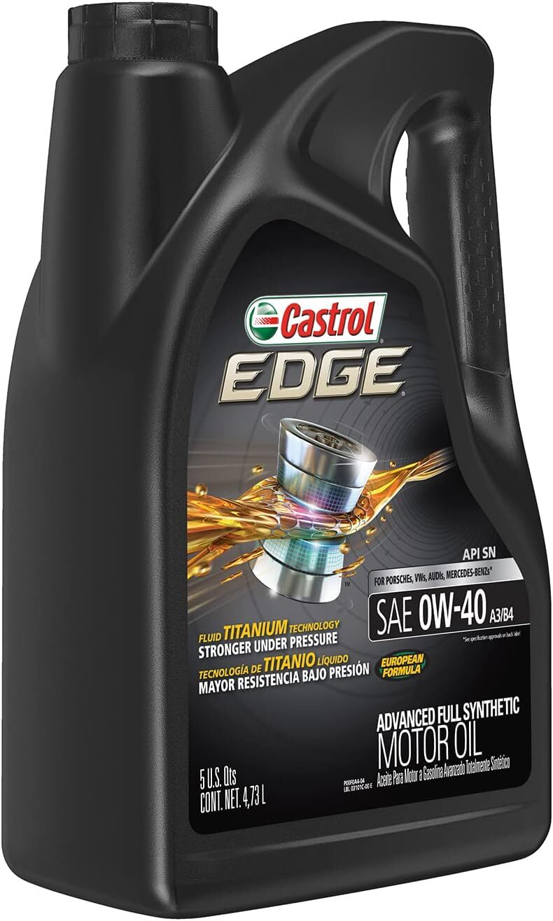Castrol EDGE Euro 0W-40 A3/B4 Advanced Full Synthetic Motor Oil, 5 Quarts 