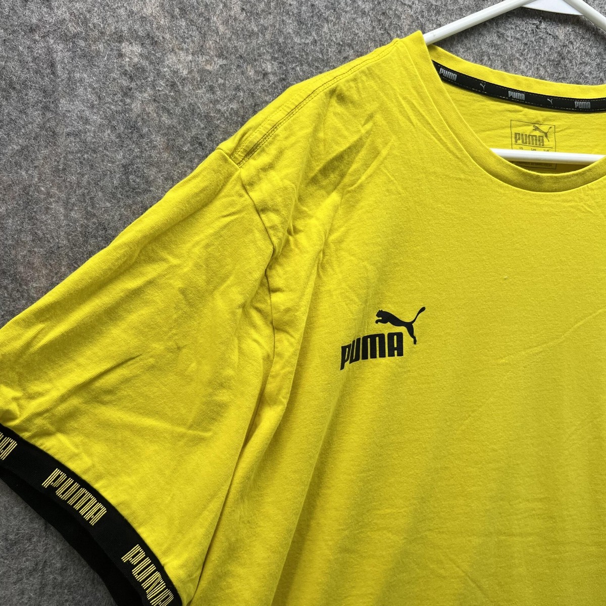 Puma Shirt Men XXL Yellow Black Casual Tee Borussia Dortmund BVB