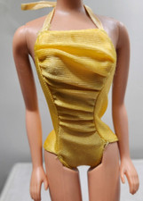 VTG Barbie 80's or 90's ruched yellow swimsuit