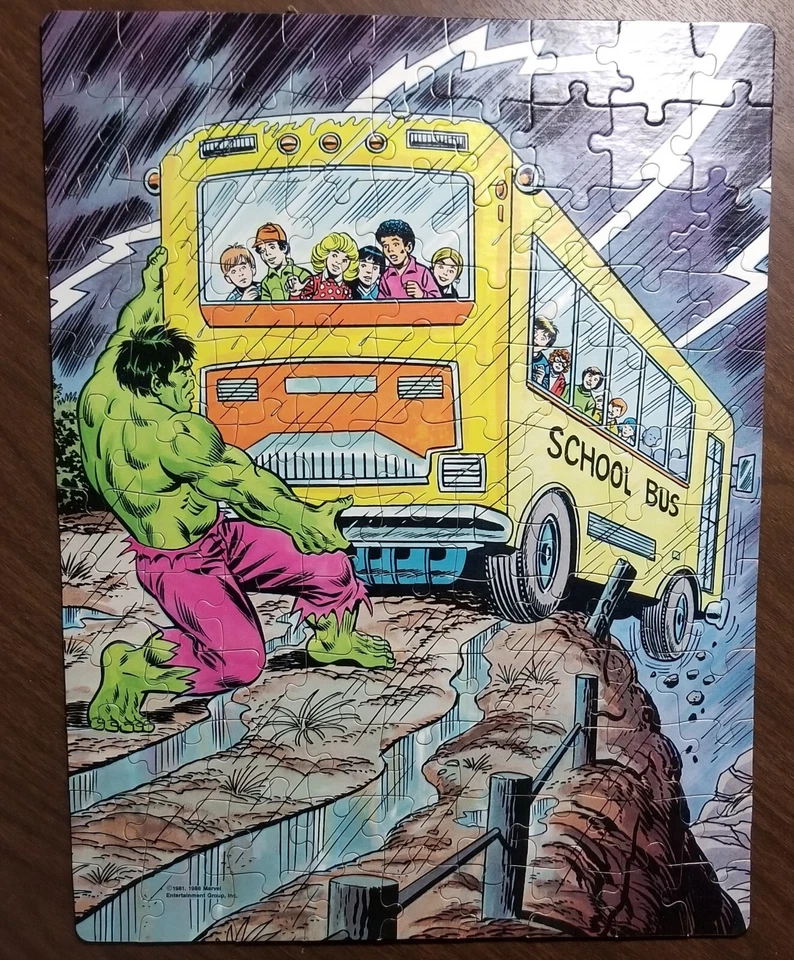 The Incredible Hulk 1988 100 Piece Jigsaw Puzzle COMPLETE Marvel GOLDENvintage   - Image 2 of 4