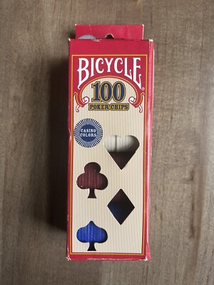 Bicycle Chips Set Of 100 Poker Chips - 50 White, 25 Red, 25 Blue, Vintage Pack