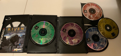 Riven: The Sequel to Myst (Sony PlayStation 1, 1997) Discs 1-5 & Manual