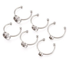 9pcs Stainless Steel Ring Blank Setting Size 8 Flat Round Adjustable Finger Ring