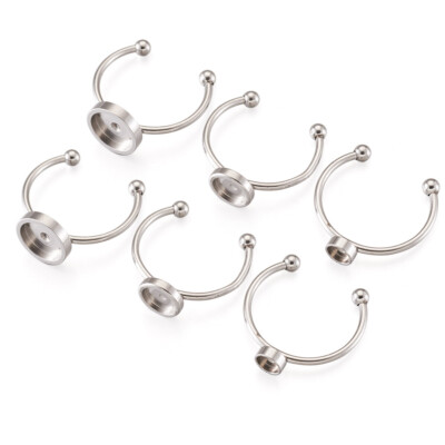 9 Stück Edelstahl Ring Rohling Fassung Größe 8 Flach Rund Verstellbar Fingerring