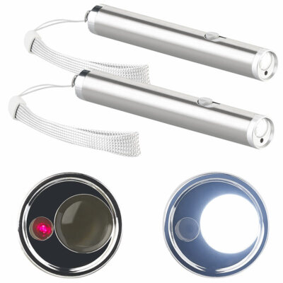 PEARL 2er-Set 2in1-LED-Taschenlampe & Laserpointer, Edelstahl-Gehäuse