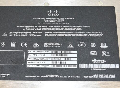 Cisco TelePresence SX80 Codec & Touch 10 Panel 68-100226-01 G0 + - Picture 3 of 3