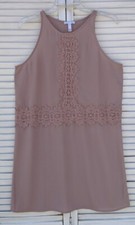 Leith Anthropologie Shift Dress Dusty Rose Sleeveless Crochet Lace Detail M NWOT