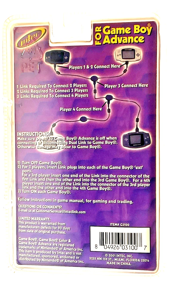 Game Boy Advance GBA Link Cable - Intec 2001 New Sealed - Multiplayer Access - Image 3 of 4