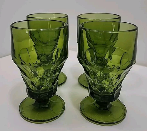 Vintage Anchor Hocking Georgian Honeycomb 10 Oz Avocado Green Tumbler 5 1/2"