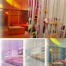 USA 1x2m Door Window Voile String Curtain Polyester Valances Tassel Crystal Bead