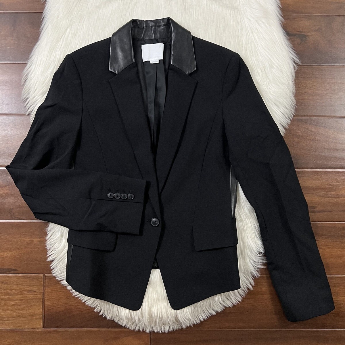 Alexander Wang Women's Size 6 Black Wool Leather Trim & Back