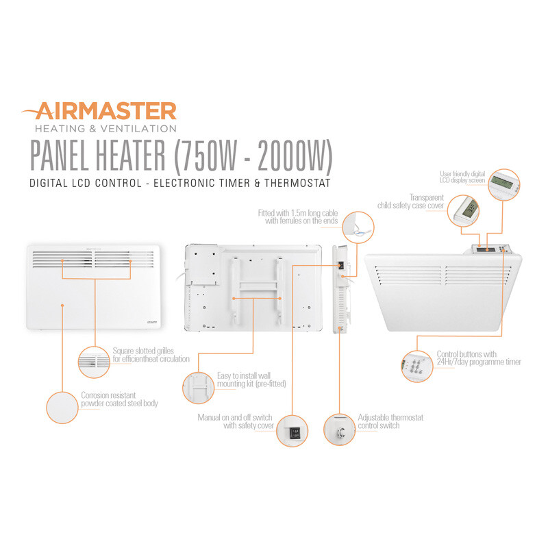 Airmaster Wall Mounting Panel Heater 1kW 5027825205316 | eBay