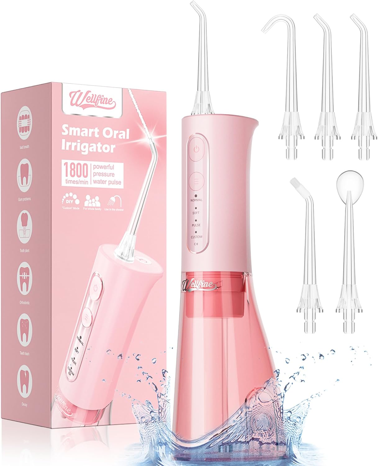 Portable Cordless Water Flosser 300ML IPX7 Waterproof for Gum Care and Travel Dental Hygiene