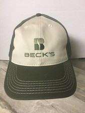 Beck's Hybrid Seed Farm Green/Tan Adjustable Snapback Hat Cap Made In USA