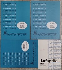 Lafayette Amplifiers LA- various models, Owner's manuals, Originals (see list)
